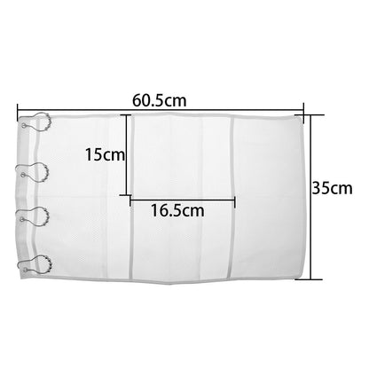 OTOTEC 6 Pockets White Rectangle Shower Hanging Mesh with 4 Hanging Rings for Rooms Bathroom Hang on Shower Rod