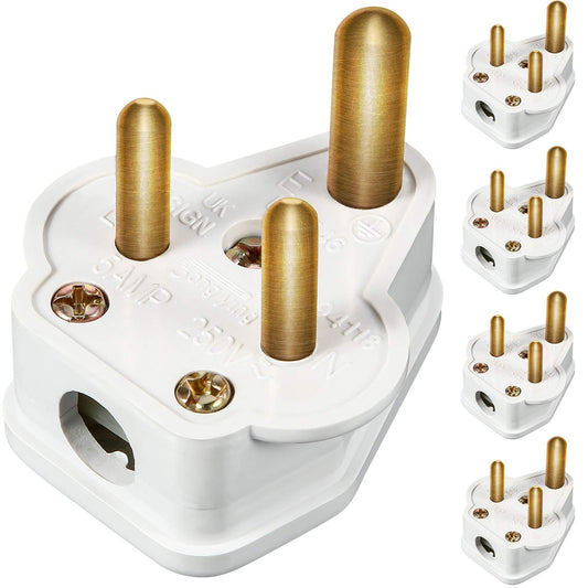 5 Amp Round Pin Plugs Mains 3 Pin Lighting Plugs for Stage Lighting Lamp (5, White)