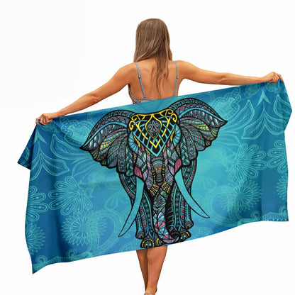Ulticool - Elephant Bohemian Hippie Ibiza Style - Microfibre Towel - Travel Towel Quick Drying Bath Towel - 160 x 80 cm