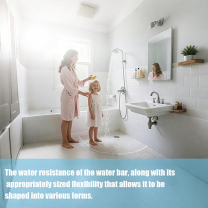 Wet Room Floor Barrier, Shower Tray Sealing Strip, Self-Adhesive Silicone Waterproof Shower Water Barrier for Bathroom Floor