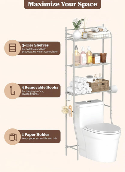 Suuiwau Over Toilet Storage Rack, 3 Tier, 57.5×19.5×163.5 cm