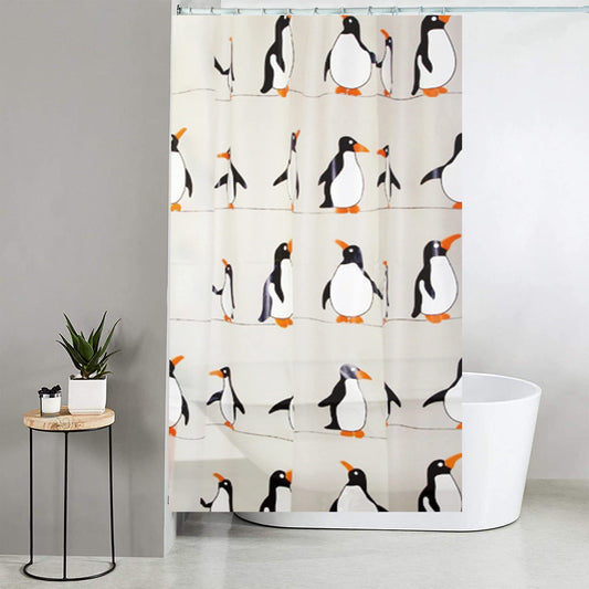 Blue Canyon Penguin Printed Shower Curtains | 100% Peva Shower Curtain | Anti-Bacterial Surface Treatment | Water Repellent| Weighted Hem | 180 X