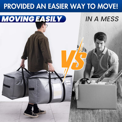 TAILI Moving Bags Silver Heavy Duty Extra Large 4 Pack, Clear Window