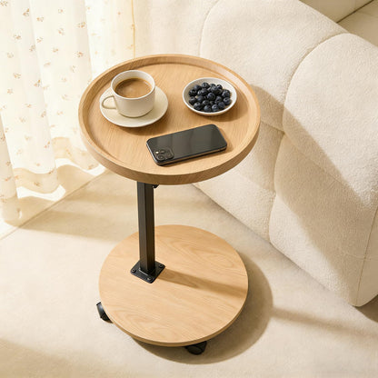 YYW C Shaped End Table Adjustable Height, Couch Tables That Slide Under for Small Spaces, 360°Swivel TV Tray Table