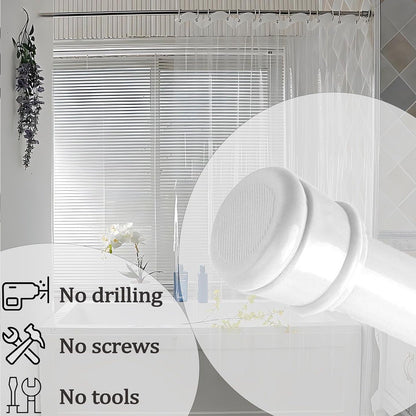 Curtain Poles No Drilling Tension Rod Extendable Shower Curtain Pole Telescopic Shower Rail For Windows Shower Wardrobe Black 85-265Cm Ø32mm