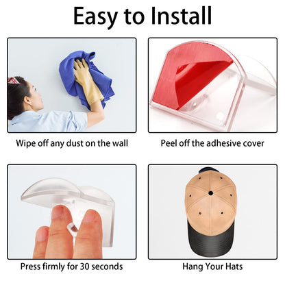 10 Pack Adhesive Hat Holder Cap Hook for Wall Mount No Drilling Hat Rack