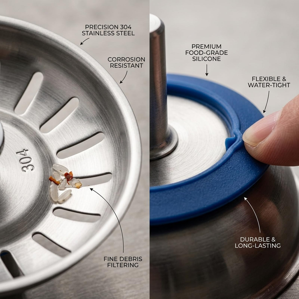 Alrens 78mm Sink Strainer Plug, 304 Stainless Steel Kitchen Sink Drain