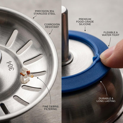 Alrens 78mm Sink Strainer Plug, 304 Stainless Steel Kitchen Sink Drain