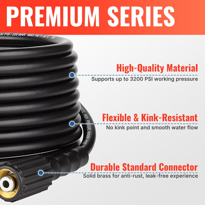 YAMATIC M22Pressure Washer Hose 15M/50FT 1/4", Kink Resistant Power Washer Hose Replacement for Flexzilla Uberflex Ryobi Genarac Troy Bilt Honda