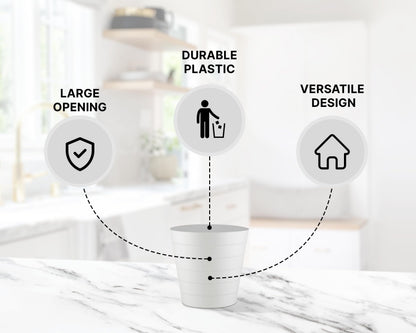 Zuvo Waste Paper Bin 5L, Wave Design Bin for Bedroom and Office, White