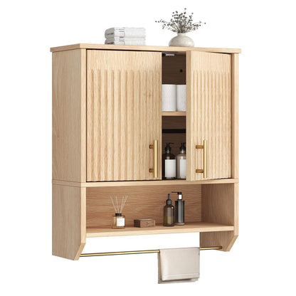 HOOBRO Bathroom Wall Cabinet, Wall Mounted Bathroom Cabinet with Towel Rack, Bathroom Storage Cabinet with Adjustable Shelf