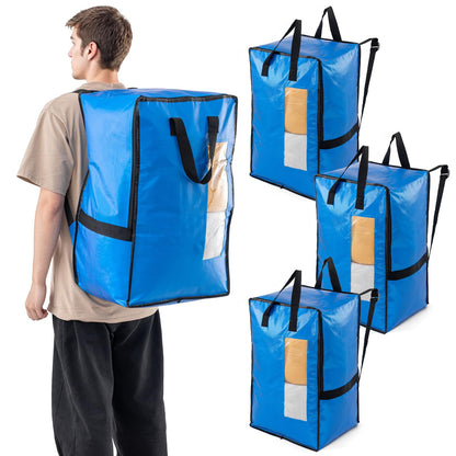 TAILI Backpack Moving Bags, Clothes Storage, Strong Handles, 4 Pack Blue