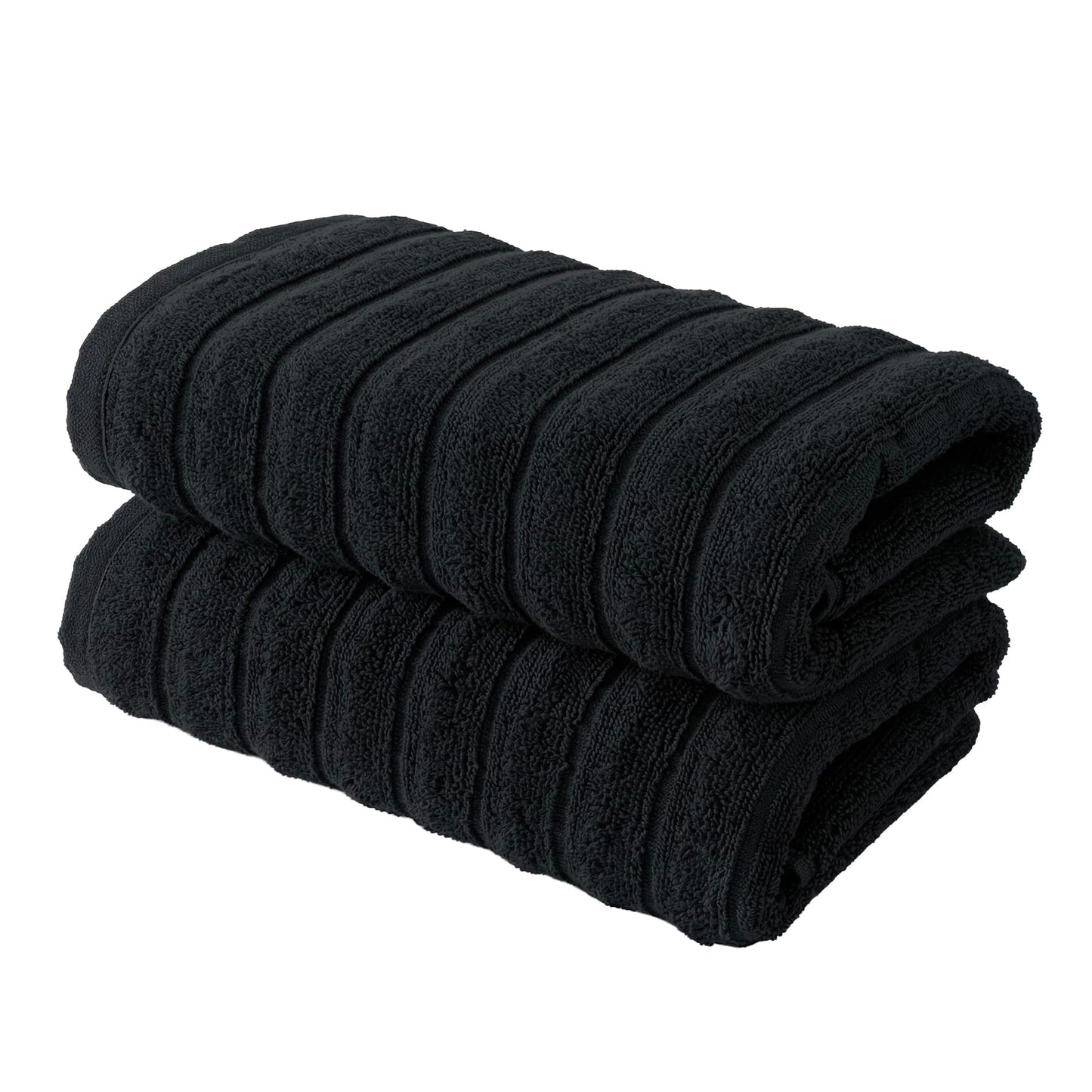 BERIBO Cloud Turkish Towel Set 100% Cotton 620gsm (Black, 2 Hand Towels)
