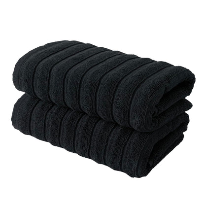 BERIBO Cloud Turkish Towel Set 100% Cotton 620gsm (Black, 2 Hand Towels)