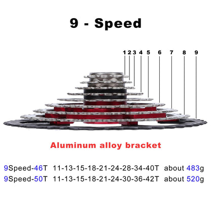 LANXUANR 9 Speed Mountain Bicycle Cassette Fit for MTB Bike, Road Bicycle?Super Light (11-46T)