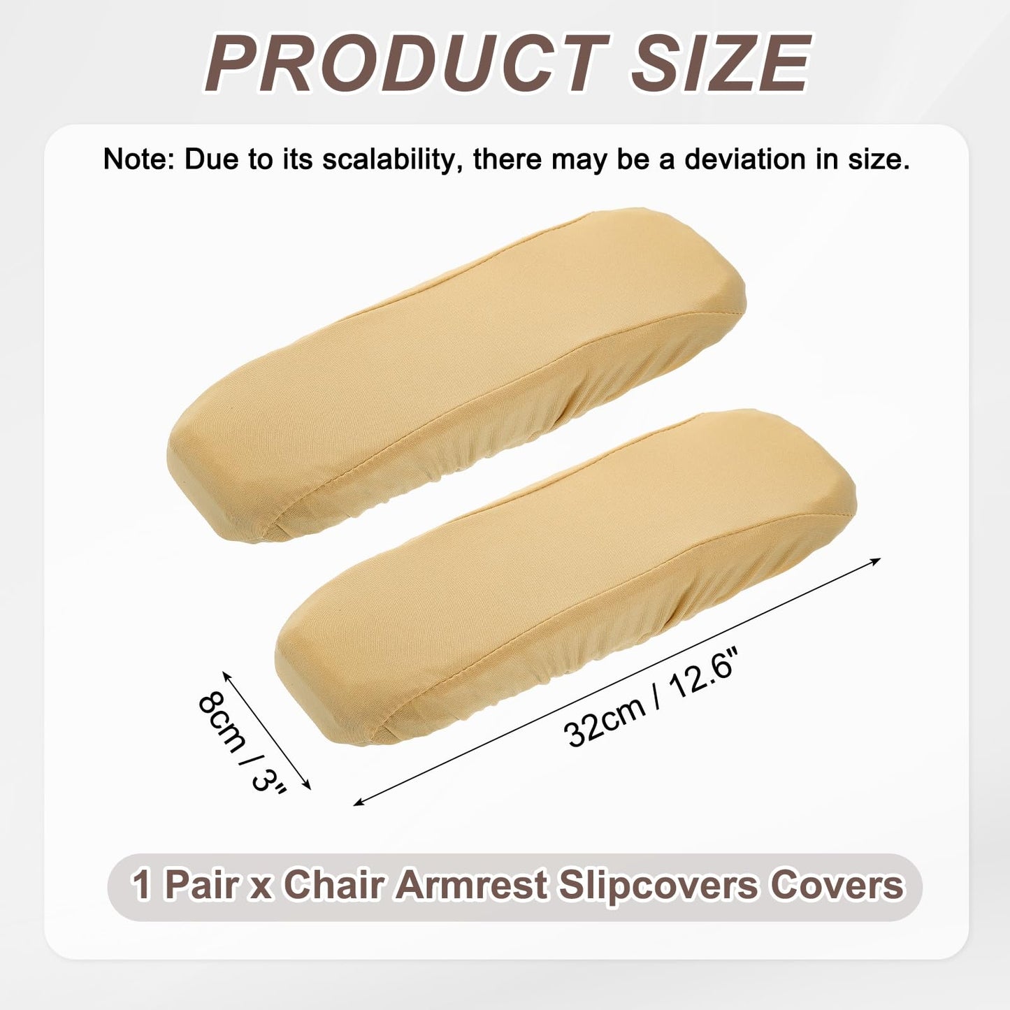sourcing map Chair Armrest Slipcovers Covers, 32 x 8cm Polyester Removable Seat Hand Rest Protector for Office Chairs Desk Chair(Beige)
