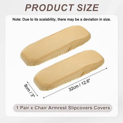 sourcing map Chair Armrest Slipcovers Covers, 32 x 8cm Polyester Removable Seat Hand Rest Protector for Office Chairs Desk Chair(Beige)
