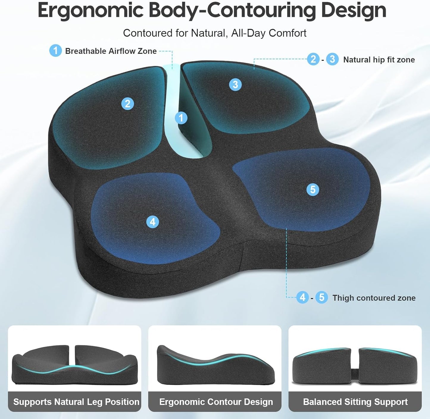 Arbanith Memory Foam Seat Cushion for Office Chair Coccyx Cushion