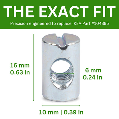 Spare Hardware Parts Cross Dowel Nut Sleeve | Replacement for IKEA Part # 104895 | Pack of 8