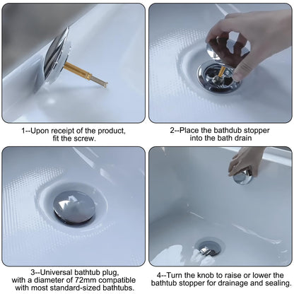 Bath Tub Plug Replacement, 72mm Chrome Plated Drain Plug