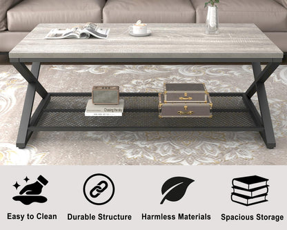 LVB Coffee Table for Living Room Coffee Tables With Storage 120cm Grey