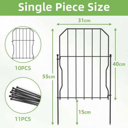 WELDUN Metal Garden Fence, Total 310CM(L) ? 41CM(H), 10 Pack Dog Fencing, Decorative Fences Garden Flower Bed and Animal Barrier, for Rabbit Dog Yard