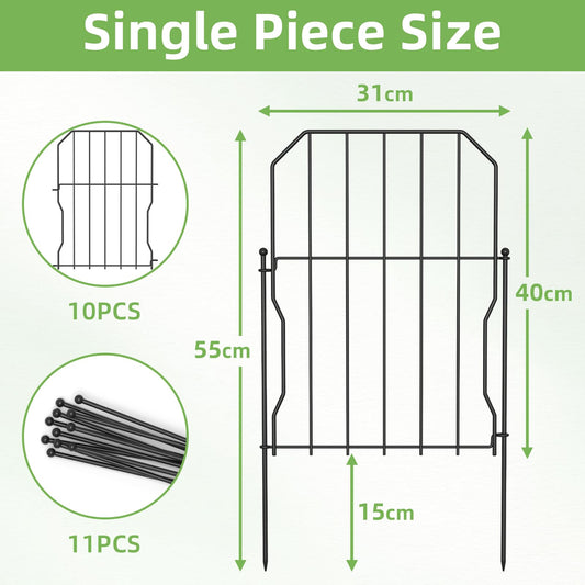 WELDUN Metal Garden Fence, Total 310CM(L) ? 41CM(H), 10 Pack Dog Fencing, Decorative Fences Garden Flower Bed and Animal Barrier, for Rabbit Dog Yard