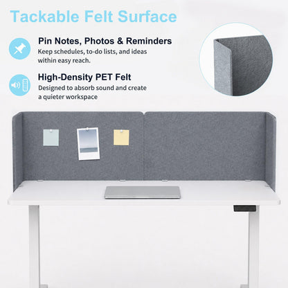 Desk Privacy Panel,2PCS,2-in-1 Soundproofing for Office,School & Home(Gray)