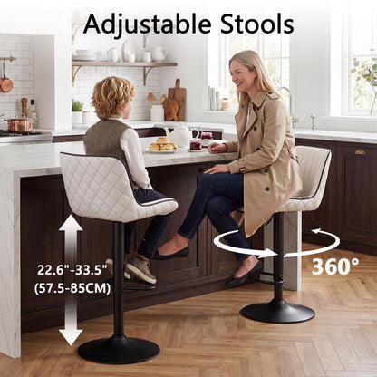 YOUNUOKE Bar Stools Set of 2 White Counter Height Bar Chairs