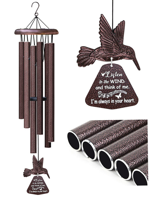 Sympathy Wind Chimes with Hummingbird Wind Spinner, Memorial Wind Chimes for Loss of Loved One Prime, Bereavement/Sympathy/Memorial Gift for Loss of