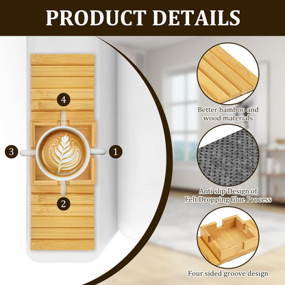 2Pack Sofa Arm Tray, Foldable Couch Cup Holder Bamboo Armrest Tray, Sofa Armrest Organiser for Drinks, Snack, and Remote