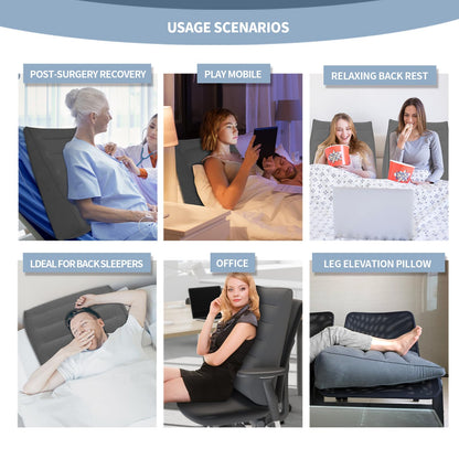 Nevife Inflatable Wedge Pillow - Versatile for Bed & Travel (Grey)