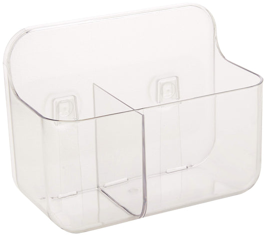 Addis 517873 Invisifix Bathroom Toothbrush 2 compartment Caddy Holder, Translucent, 9.5 x 14 x 18 cm