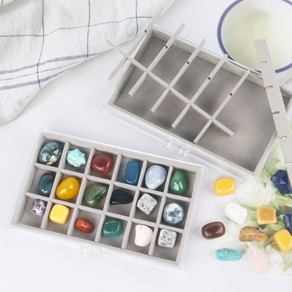 Dmnnlp Rock Display Case, 5 Drawers 90 Grids Acrylic Rock Collection Box, Storage Cases for Small Rocks Gemstone Fossil Crystal Stone Jewellery