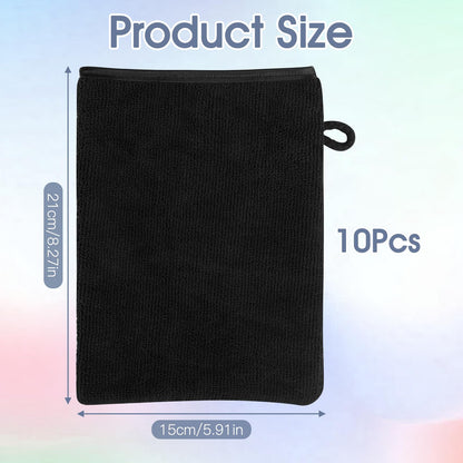 Qichan 10 Pcs Facial Mitts, 15 x 21cm Soft Bamboo Fiber Wash Mitts Body and Face, Reusable Makeup Remover Gloves