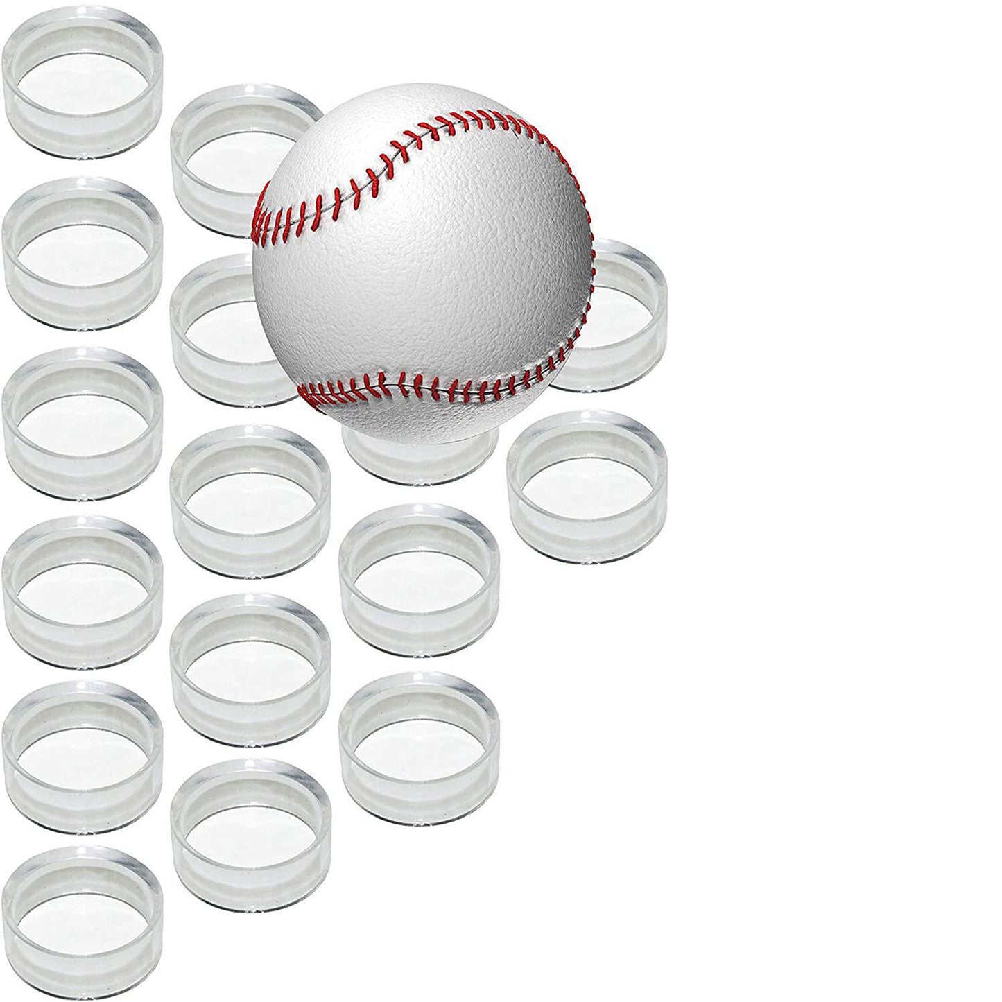 48 PCS(3 size 1.77in & 1.26in & 0.67in)Sphere stand,Acrylic Display Stand Clear Ring Baseball Stands Plastic Round Display Stand for Golf