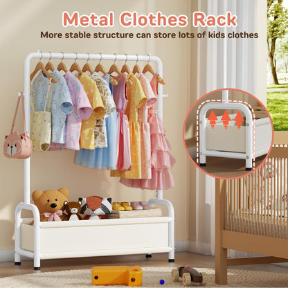 ZHKINGGS Kids Clothes Rail with Storage Shelf, Kids Dress Up Rail