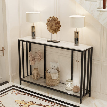 FATIVO 2 Tier Console Table Sintered Stone Marble Top Sofa Back Tables