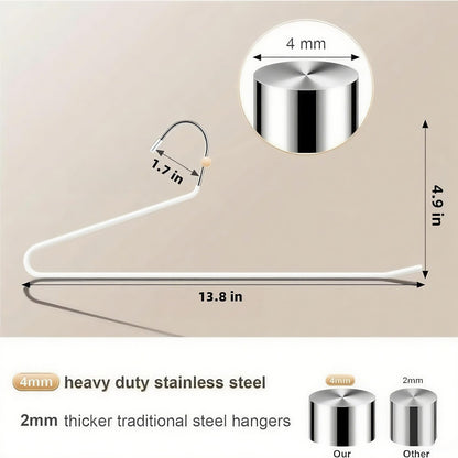 Trousers Hangers, 10 Pack Jeans Hangers White for Women Men, Non-Slip Open Ended Metal Pants Hangers for Wardrobe & Clothes Rail