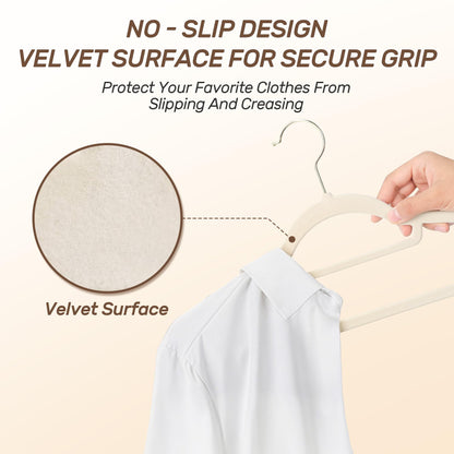 Sishynio Premium Velvet Hangers 30 Pack with Gold Hooks, Non-Slip, Space Saving Felt Clothes Hangers, Sturdy Slim Flocked Hanger for Dresses, Coats