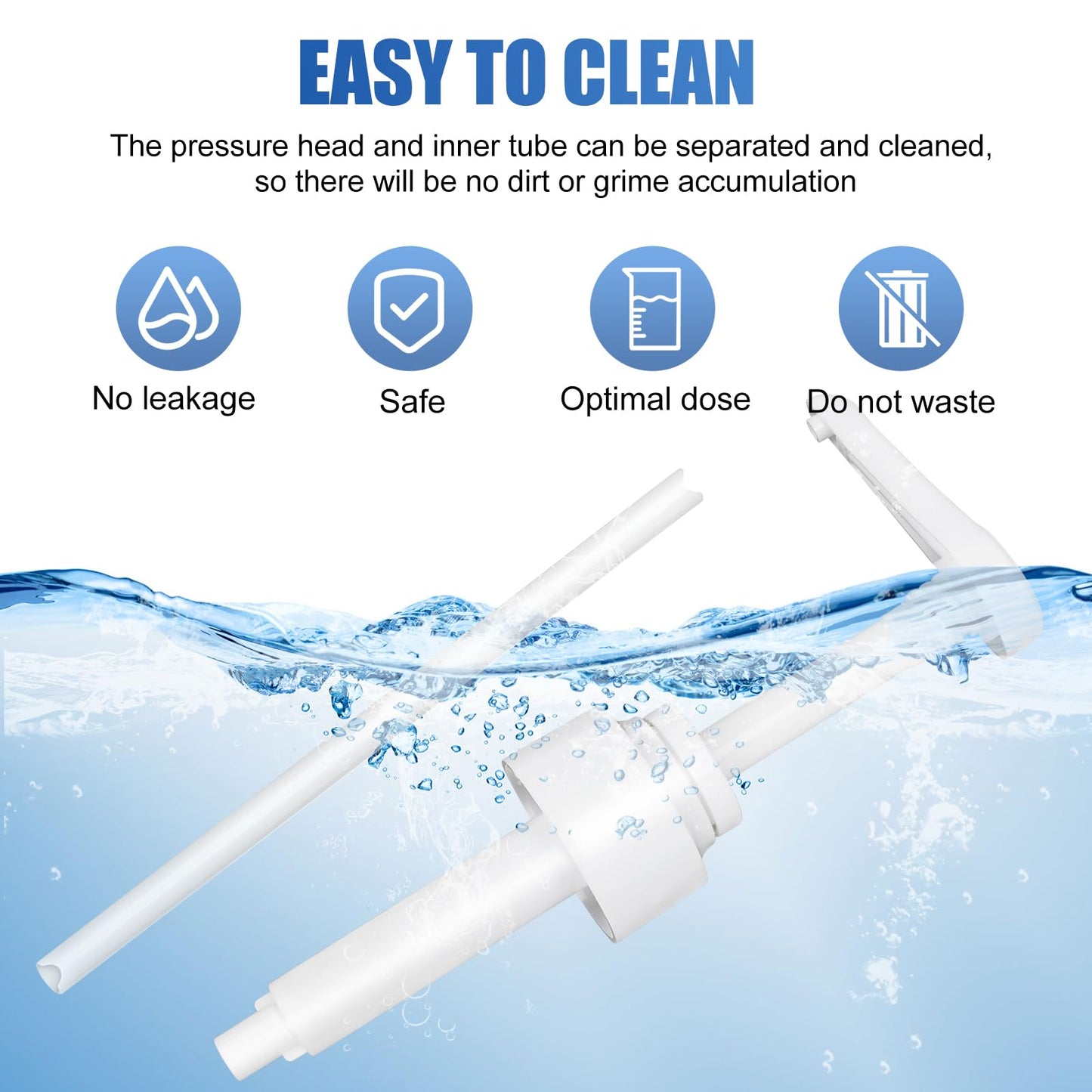 Dosing Pump Syrup, 2-Piece Pump Dispenser Set, Reusable Pump Dispenser for Glass Jugs or Plastic Bottles, Compatible 1 L Monin Syrup Pump, Press Once