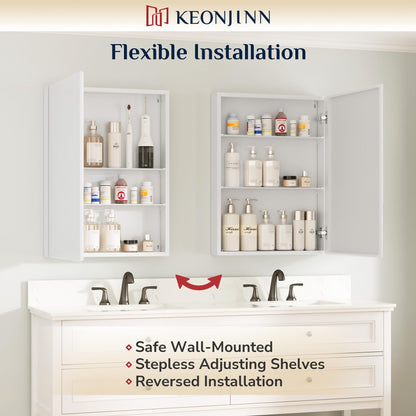 Keonjinn Bathroom Cabinets with Mirror - 120x80cm Aluminum bathroom Mirror Cabinets
