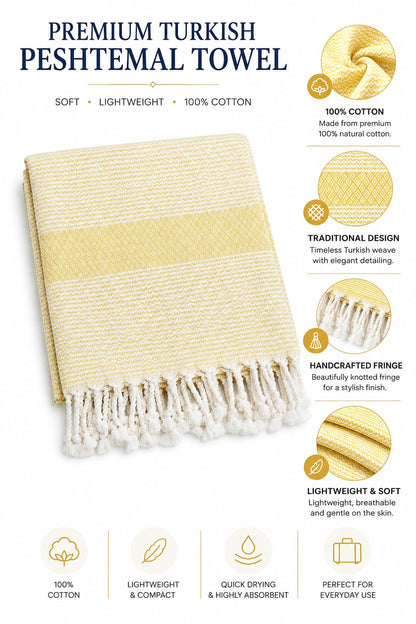 Babila Turkish Hammam Peshtemal Towel | Lightweight & Quick-Drying & Absorbent | Turkish Travel, Spa & Beach Towel | Soft, Compact & Versatile