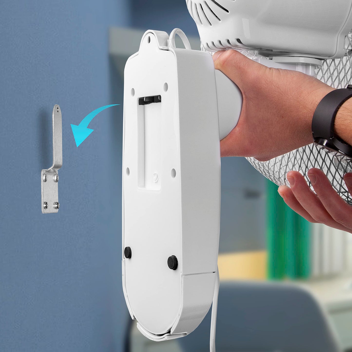 Duronic FN55 WE Wall Fan 60W 5 Blades, 40 cm Oscillating Head with Timer 3 Speeds Remote Control Powerful and Silent Motor Sliding Wall Bracket