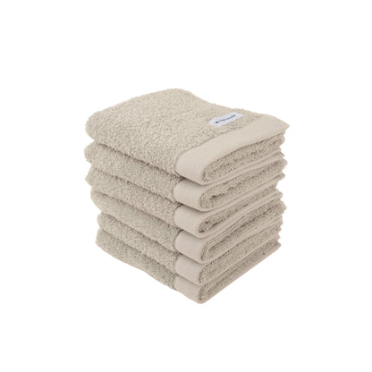 Klaus Herding GmbH Tom Tailor Guest Towels, Set of 6, 30 x 50 cm, 100% Cotton/Terry Towels, with Hanger and Label with Logo, Colour Bath Towel Beige
