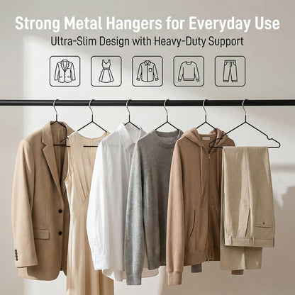 DrySmart 25 Pack Premium Rubber-Coated Metal Clothes Hangers – Heavy-Duty, Non-Slip, Space-Saving Coat Hangers for Adults, Ideal for Shirts, Suits