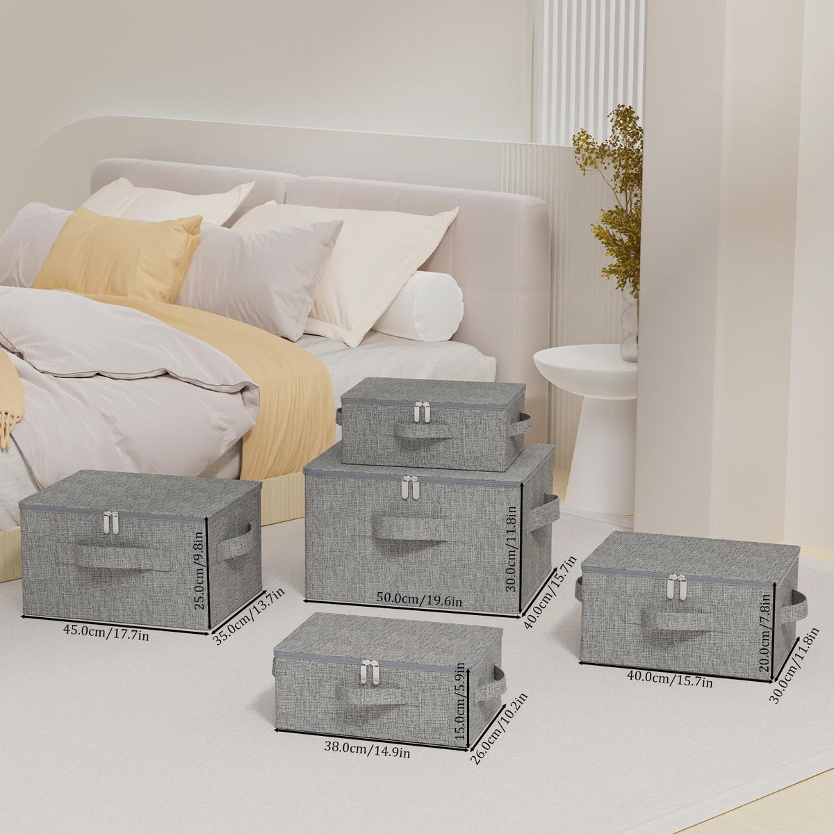 ENUMAIL Underbed Storage Boxes with Zippers,38x26x15cm,Grey,2 Pack