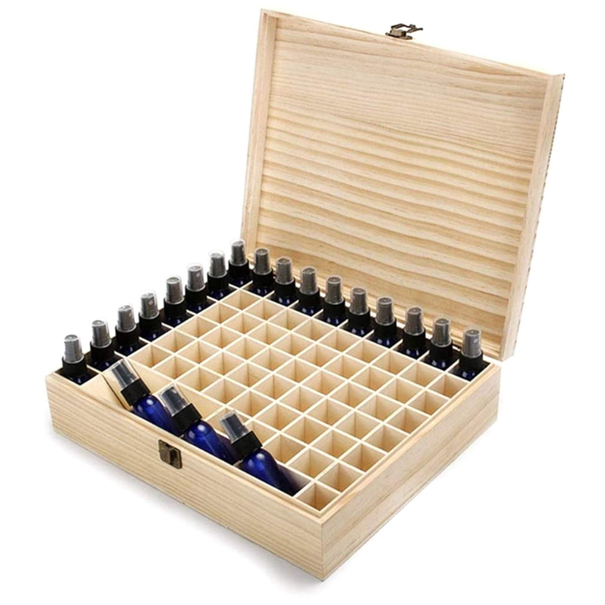 RoseFlower Wooden Essential Oil Storage Box Home Fragrance Carrier Case, Holds 74 Bottle (Fits 5-20ml)