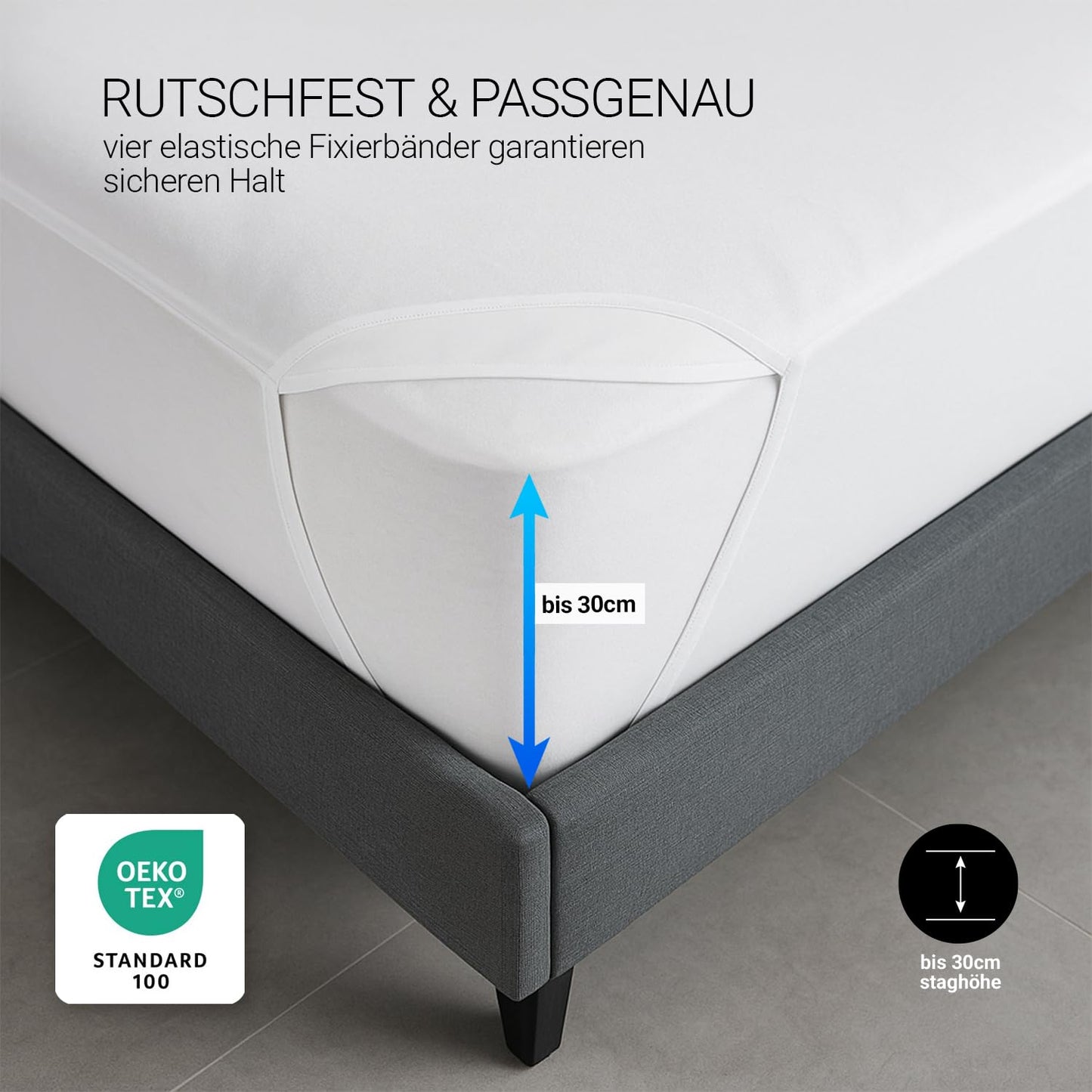 MEBY 90 x 200 cm Waterproof Mattress Protector. Breathable Cotton Mattress Topper, Waterproof, Moisture Protection, Elastic