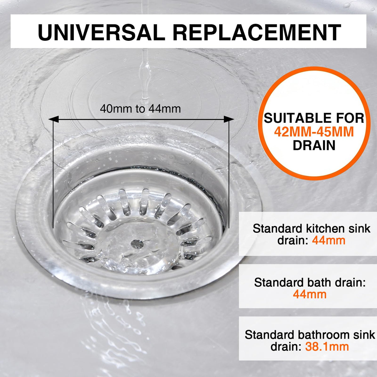 Guttiuaa 7 Pcs Kitchen Plug for Sink, Universal Bath Replacement Rubber Stopper Plugs with 40cm Metal Chain for Bathtub and Sinks